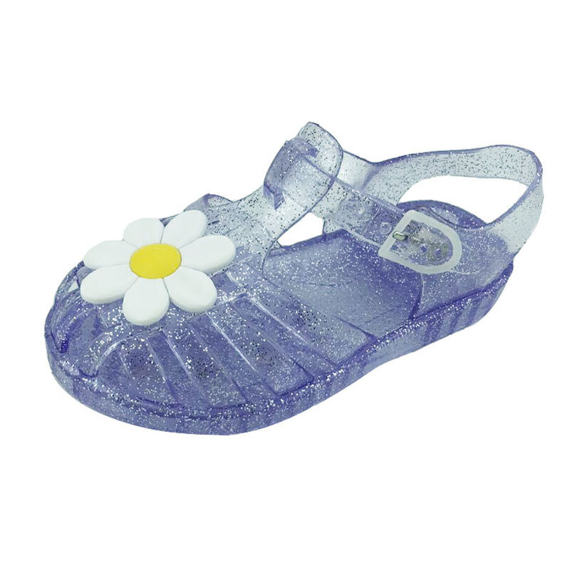 아이 소녀 신발 2022 여름 패션 꽃 패턴 젤리 샌들 슬리퍼 유아 유아 아기 소녀 신발 도매
