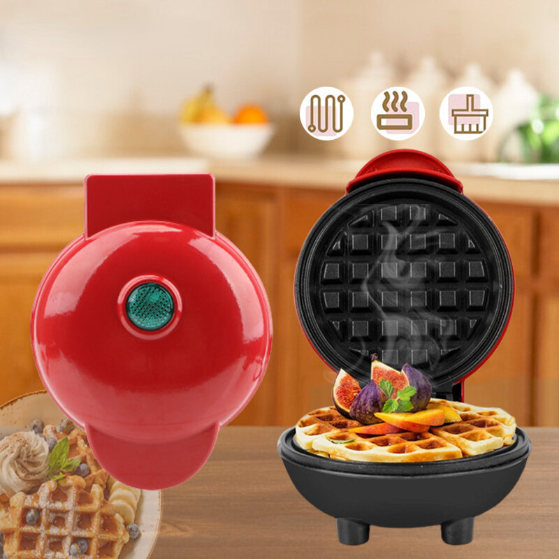 ไฟฟ้าเครื่องทำวาฟเฟิลแบบพกพาเครื่องทำวาฟเฟิล Multi-Function Mini Cooking Home Appliance NonStick อาหารเช้าเครื่องครัว