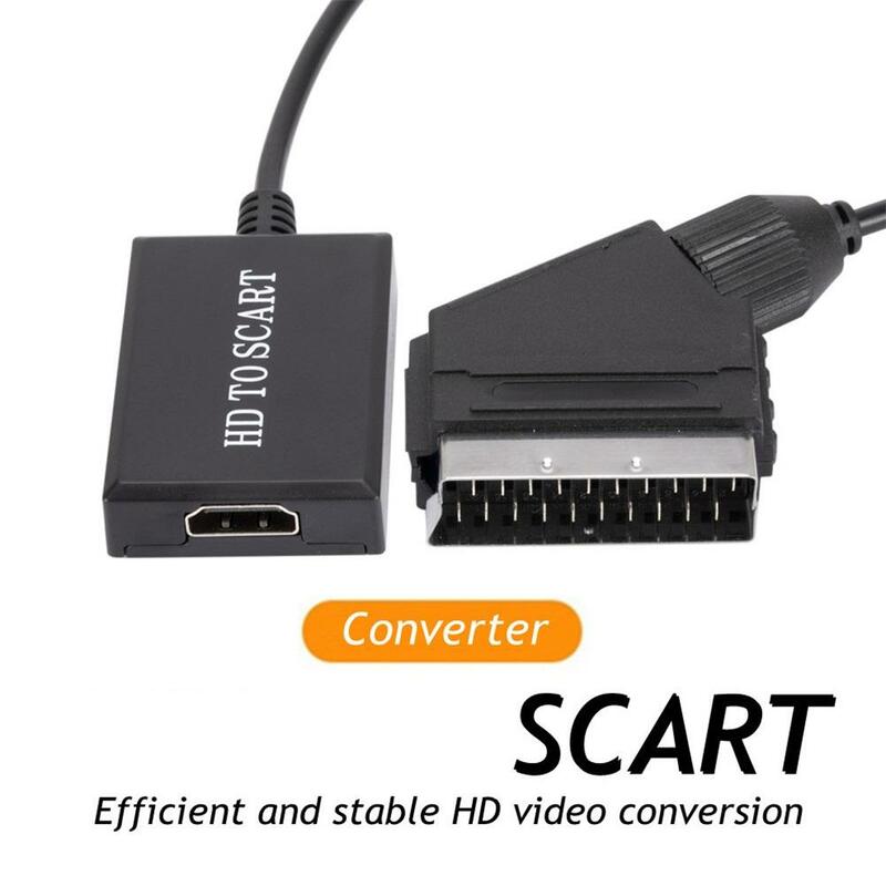 Adaptador convertidor de Audio compatible con Hdmi, entrada HD 1080p, salida de vídeo Scart, Compatible con Crt TV Vhs, grabadora de vídeo, cabezal de Audio