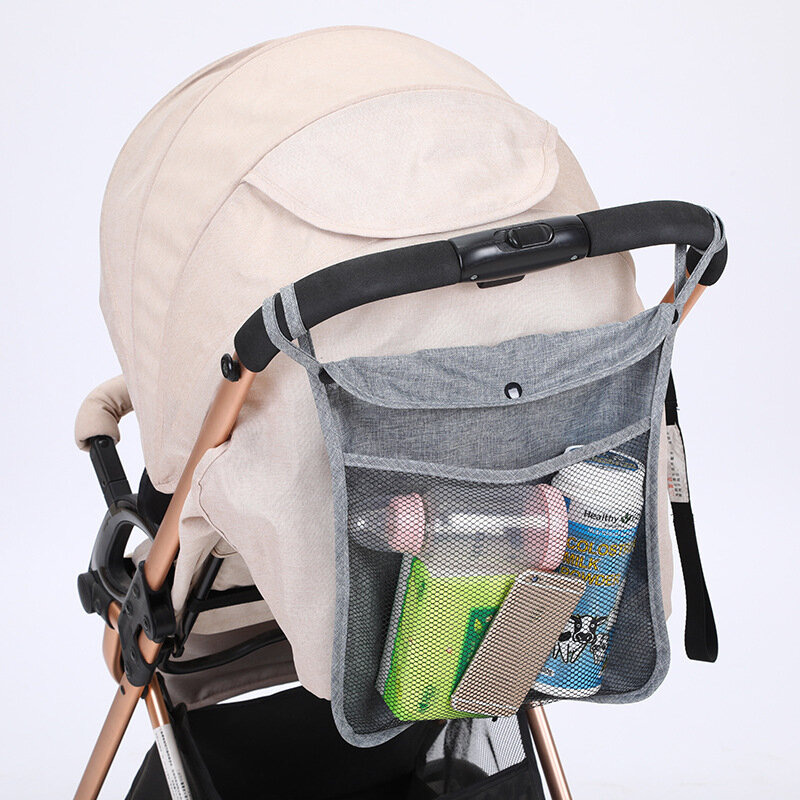 Bolsa de almacenamiento colgante de malla para cochecito de bebé, bolsa de almacenamiento de pañales, bolsillo para asiento, accesorios para cochecito