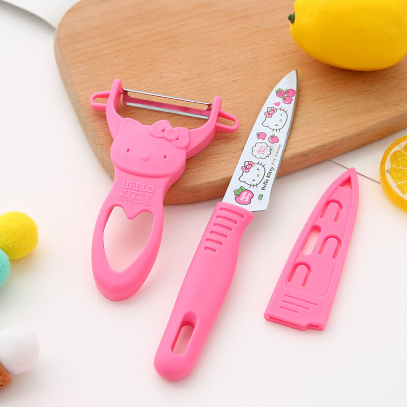 New Cartoon Cute Sanrio Hello Kitty Fruit Knife Household Student Peeler Fruit Knife Stainless Steel Peeler Fruit Scraper