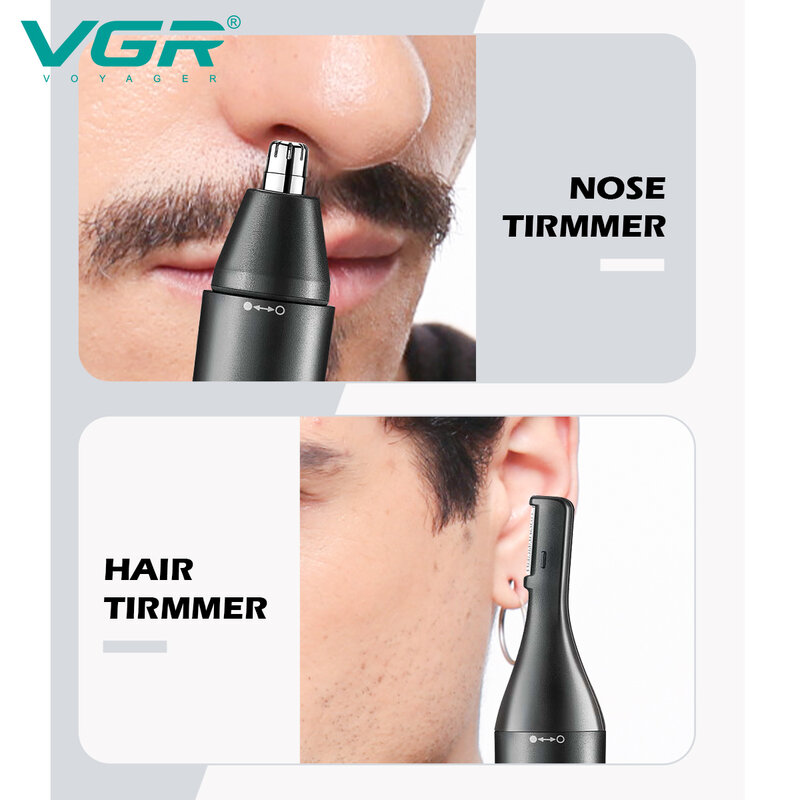 триммер для носа VGR Профессиональный триммер для волос в носу Мини-триммер для волос Электрический триммер для носа 2 в 1 Портативный Триммер для волос Перезаряжаемый Водонепроницаемый V-613