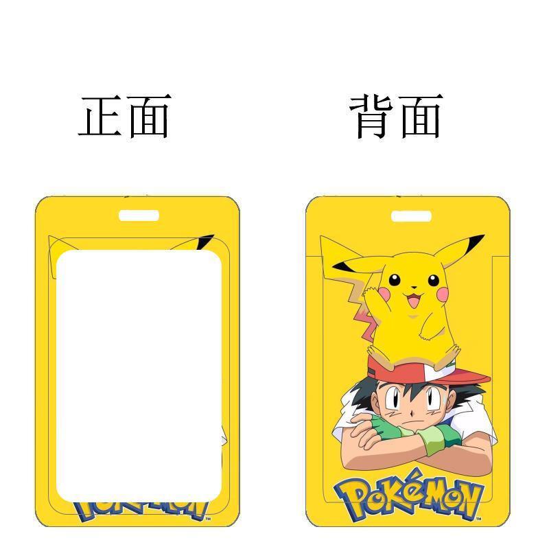 Funda de PVC con estampado de dibujos animados de Pokémon, funda de tarjeta creativa de Pikachu, bolso colgante para el cuello para estudiantes, soporte para tarjetas, cordón para tarjetas de identificación, Juguetes