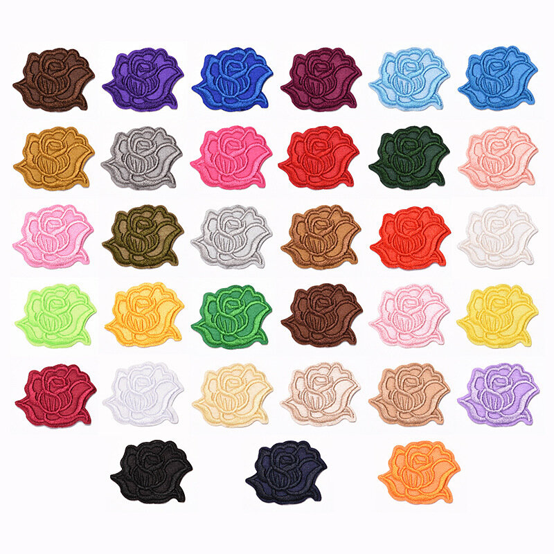 Parches de logotipo de la serie roses, 33 colores, para planchar, ropa, chaquetas, DIY, bordado, planchado, insignias para sombreros y camisetas