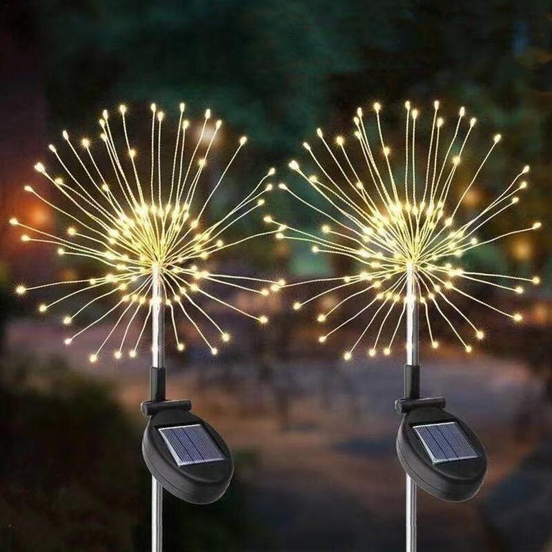 Luces solares de jardín al aire libre, 120 LED, luces de fuegos artificiales solares, lámpara de decoración de camino impermeable para Patio, cama de flores, Patio, pasarela, jardín