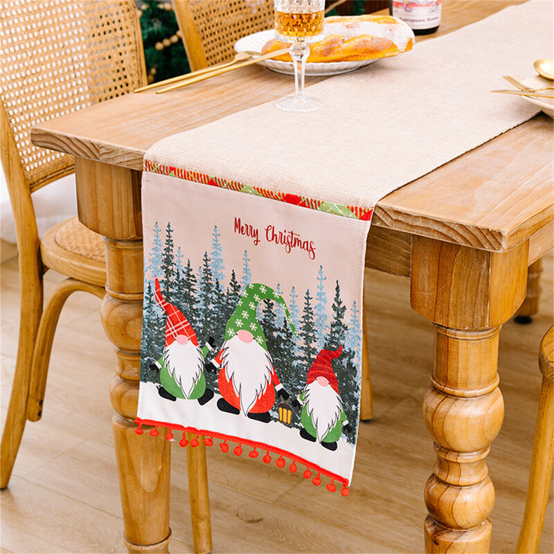 Natale New 3 Forest Old Man lino Color Matching Runner Christmas Atmosphere Decoration Table Runner Decoration