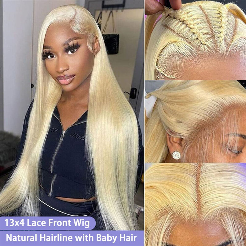 613 Human Hair 13x4 Lace Front Frontal Wig Bone Straight Transparent Lace Frontal Wigs for Women 4x4 Lace Closure Wig 32 Inches