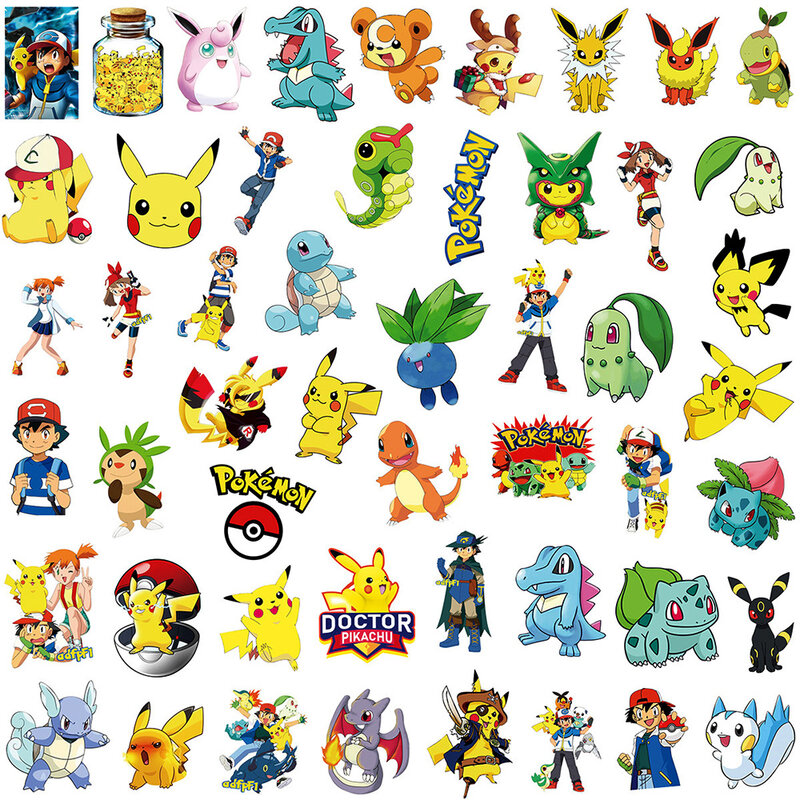 Pegatinas de Pokémon de Anime para niños, calcomanía Kawaii para motocicleta, fonoe, portátil, guitarra, equipaje, coche, pegatina de pared, juguete clásico, 10/30/50/100psc