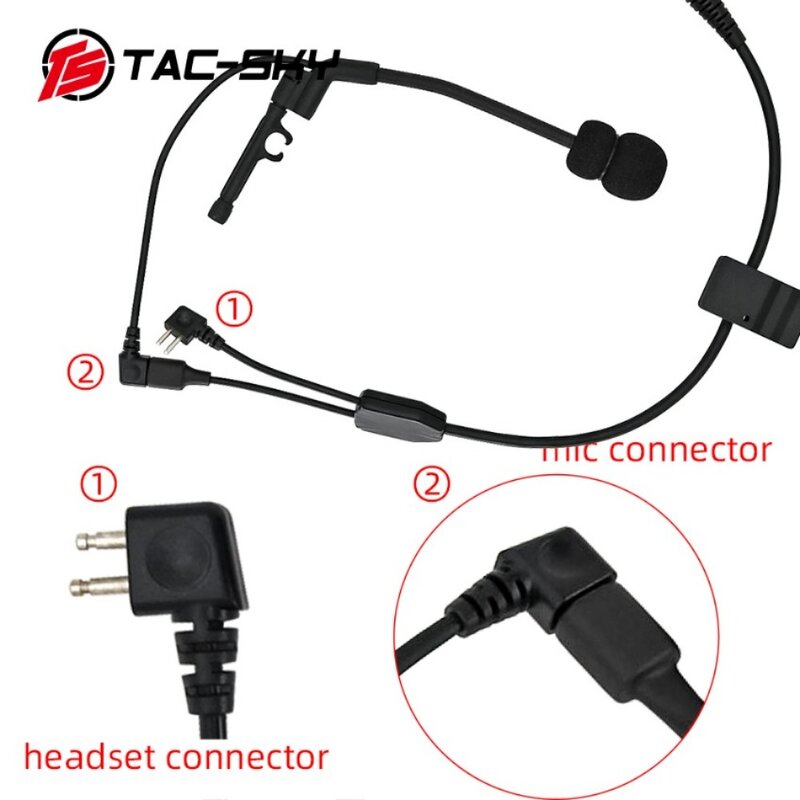 TS TAC-SKY zestaw kabli z drutu Y do słuchawki z mikrofonem speltor comtacttical i do Peltor Ptt Kenwood plug