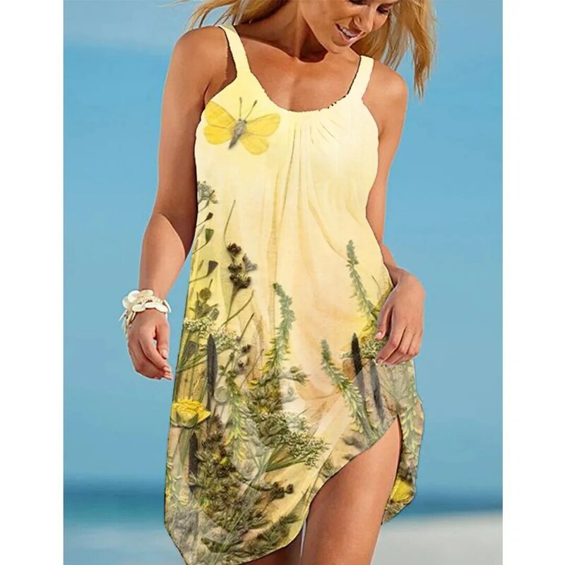 New Fashion Graphic Gradient Sexy Beach Dress stampa 3D abiti senza maniche da donna Hawaii Vintage Beachwear Girls Sling Night Dress