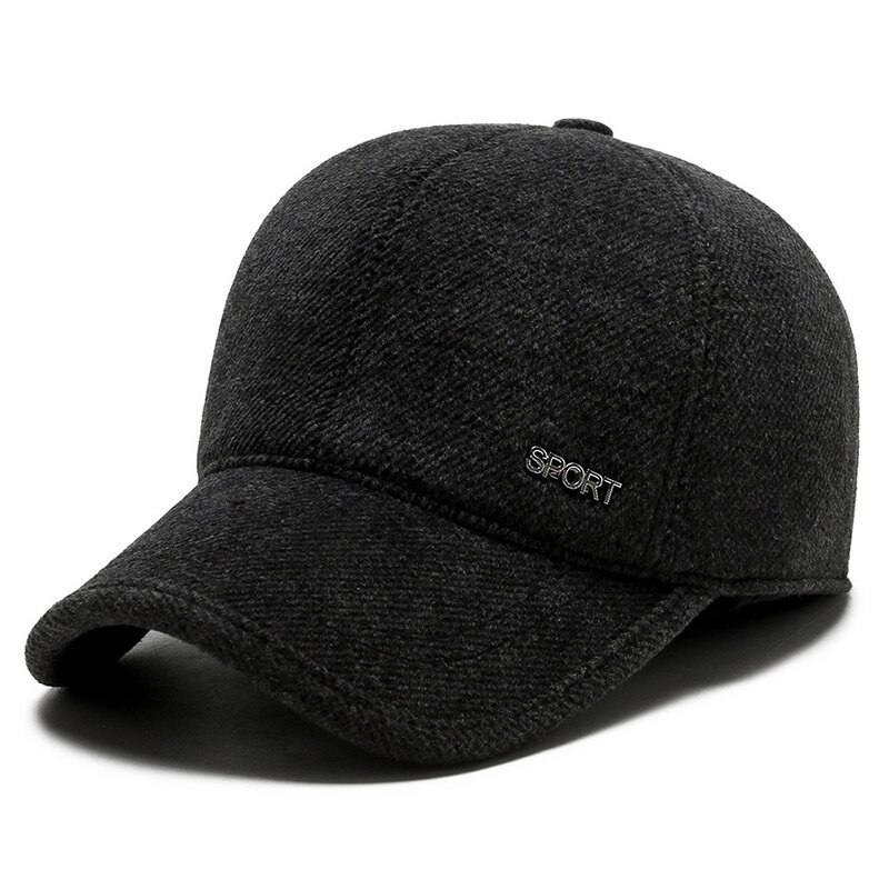 冬の調節可能なお父さんの帽子イヤーフラップ付きスナップバック野球帽コットンプレーン構造化野球帽暖かい厚い屋外帽子