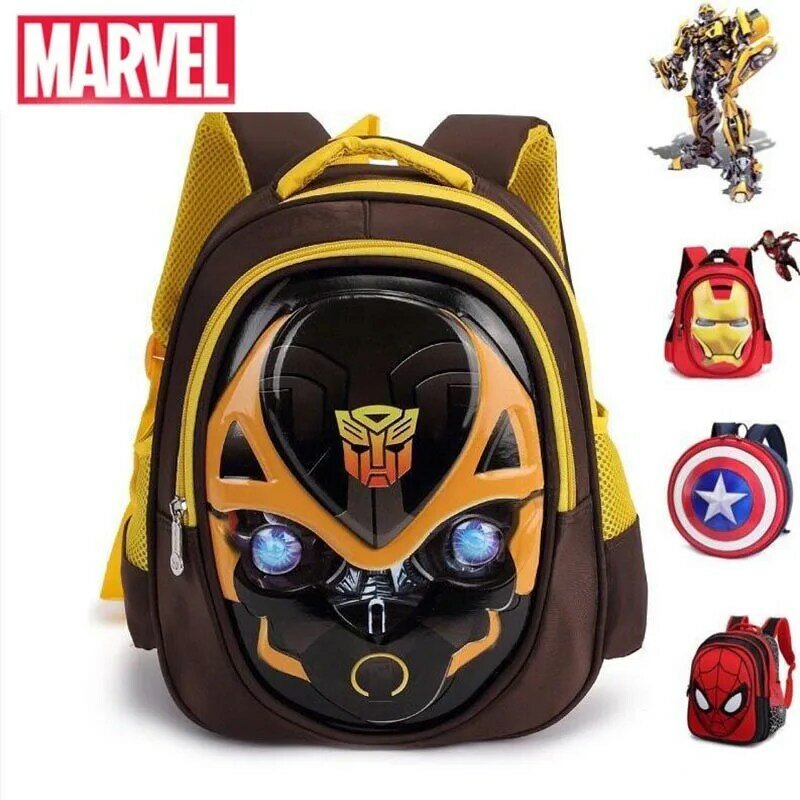 Mochila escolar de Spiderman para niños, morral escolar de Capitán América para adolescentes, con patrón de abejorro de Iron Man, regalo de Marvel Hero