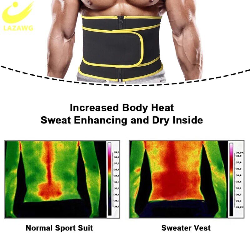 LAZAWG Neoprene Men Thermo Body Shaper Waist Trainer Belt Slimming Corset Waisted Support Sweat Cinchers Modeling Strap