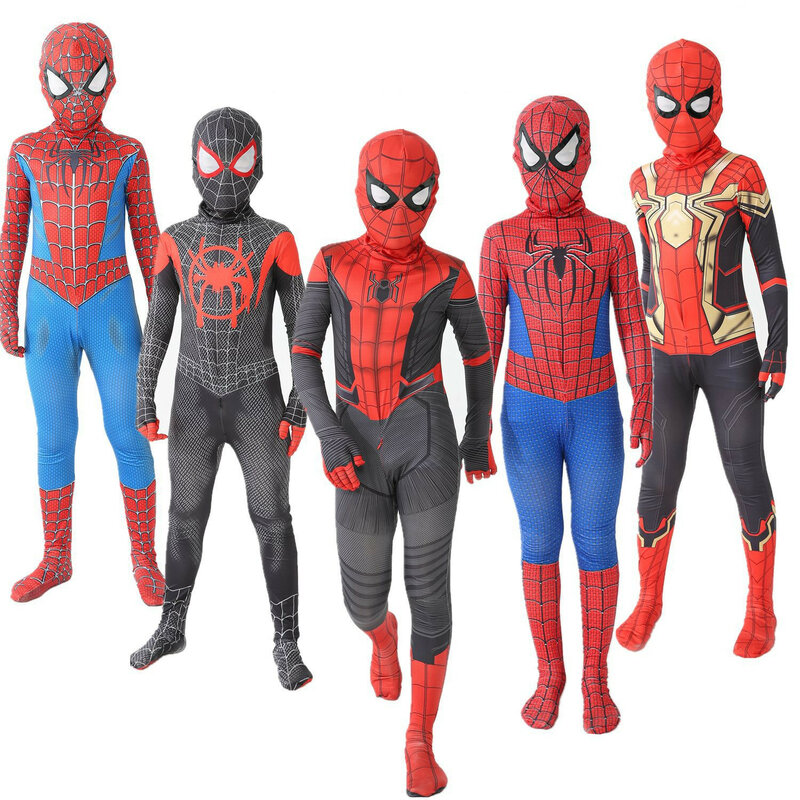 Marvel crianças estilo super-herói homem aranha/pantera preta/veneno festa de halloween natal cosplay spiderman traje crianças presentes