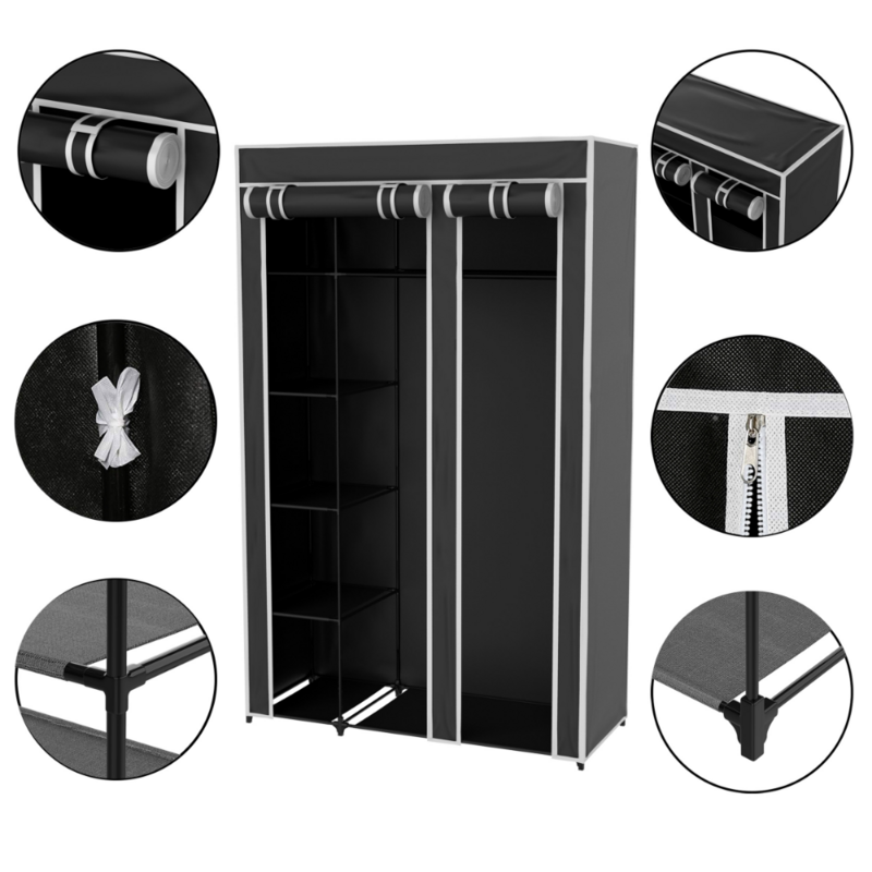 Rack de roupas suporte de chão cabide de armazenamento moderno simples armazenamento de roupas casa independente armário portátil 5-prateleiras capa de poeira