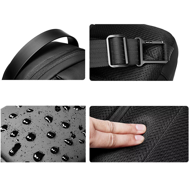 Men Multifunctional USB Shoulder Bag Travel Waterproof Oxford Sling Chest Bag Messenger Crossbody Pack For Male Female Women