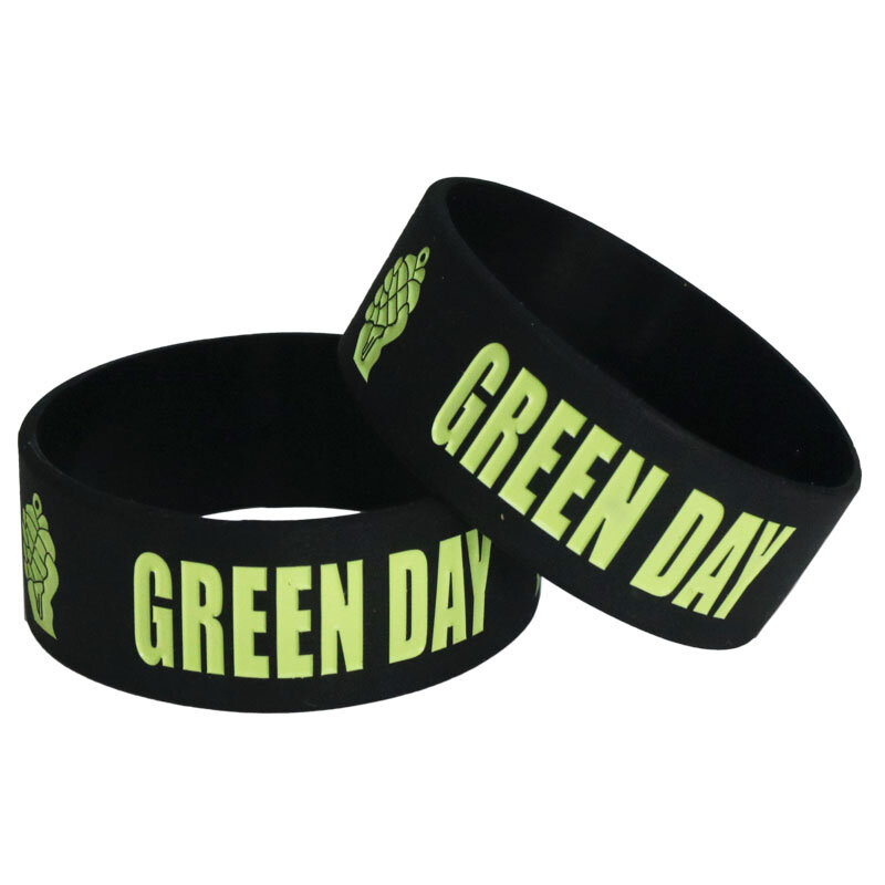 1pc nova venda quente dia verde pulseiras de silicone & bangles ampla pulseira de silicone preto para fãs de música concerto presente sh070