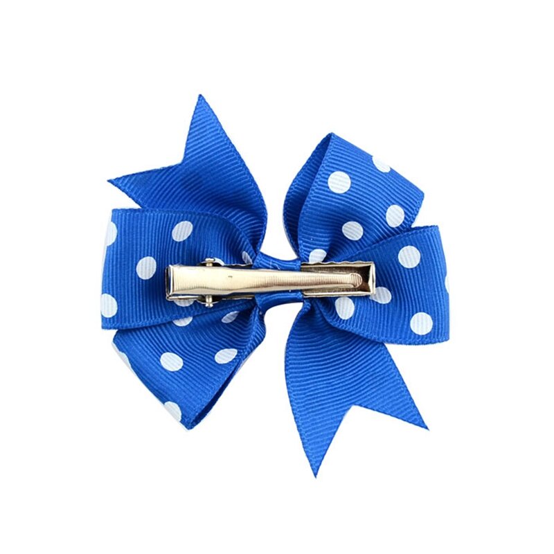 1 Pcs/lot 3 Inch Polka Dot Grosgrain Ribbon Bows Clips With Alligator clip Boutique Kids Girls Bow tie Hair Accessorises592