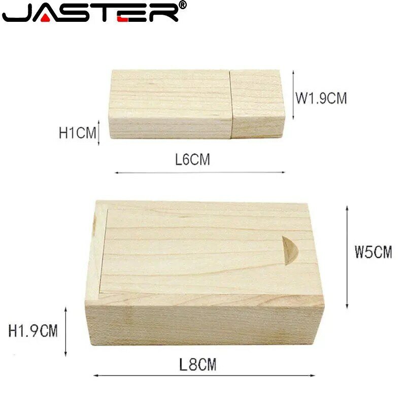 O flash de madeira de jaster usb 2.0 conduz 128gb livra o logotipo feito sob encomenda com movimentação 64gb 32gb da pena da caixa