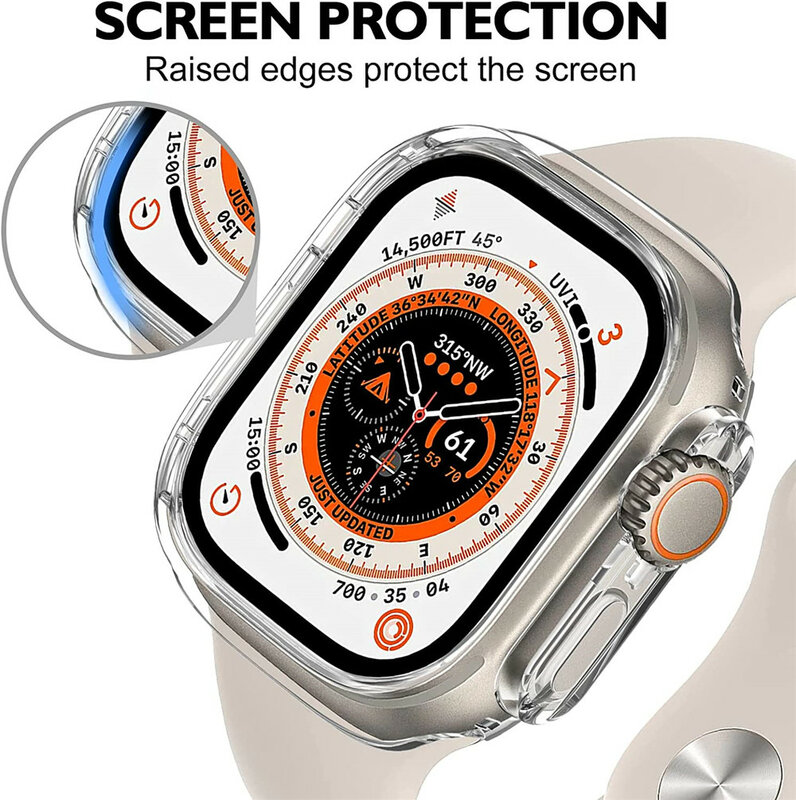 Para apple watch ultra caso 49mm nenhum protetor de tela tpu à prova de choque amortecedor capa protetora scratch-resistente quadro iwatch 49mm