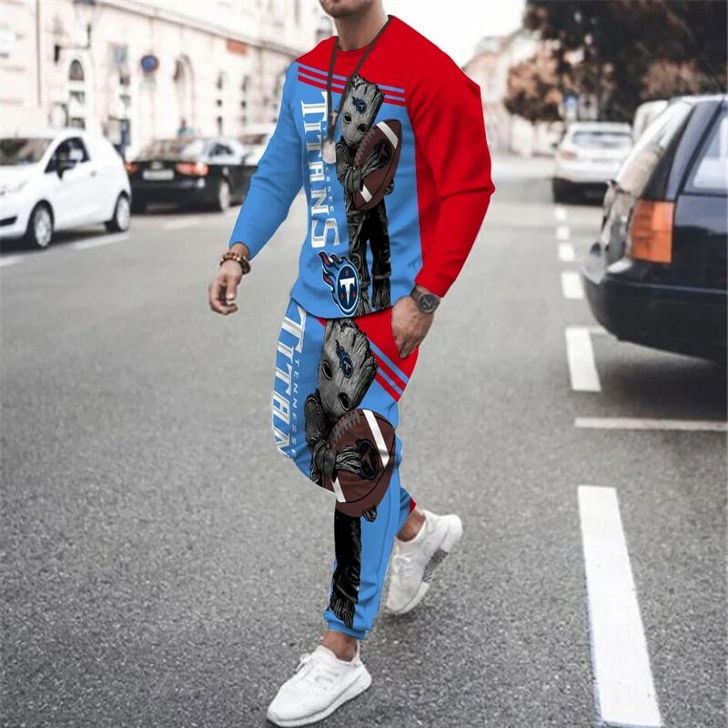 3d Groot Rugby Printed Long Sleeved Tshirt 2 Piece Oversized Mens Clothing Sports Track Suit Breathable Tshirt Long Set Shorts