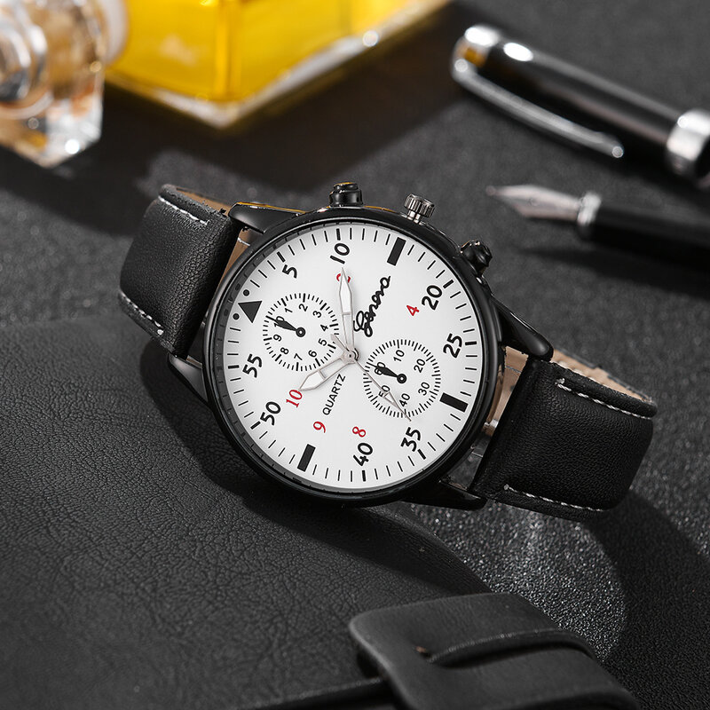 Neue Männer Uhr Luxus Armband Set Mode Business braun Leder Quarz Armbanduhren für Männer Geschenkset Relogio Masculino