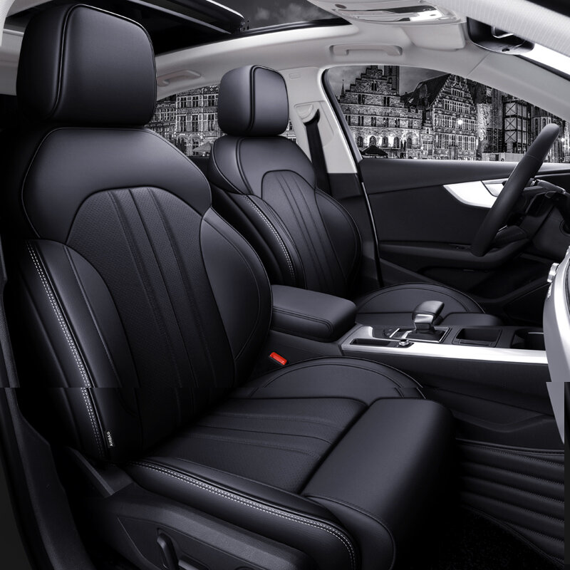 Custom Fit Acessórios Do Carro Capas de Assento Conjunto Completo Meio Perfurado Couro Genuíno Específico Para Audi A4 A6 A3 Q5 Q7 TT A7 Q3