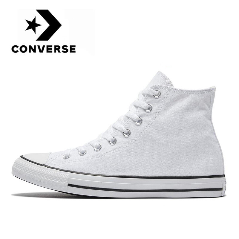 Converse Original  Chuck Classic All Star men and women unisex Skateboarding sneakers Daily Leisure Light White flat canvas Shoe
