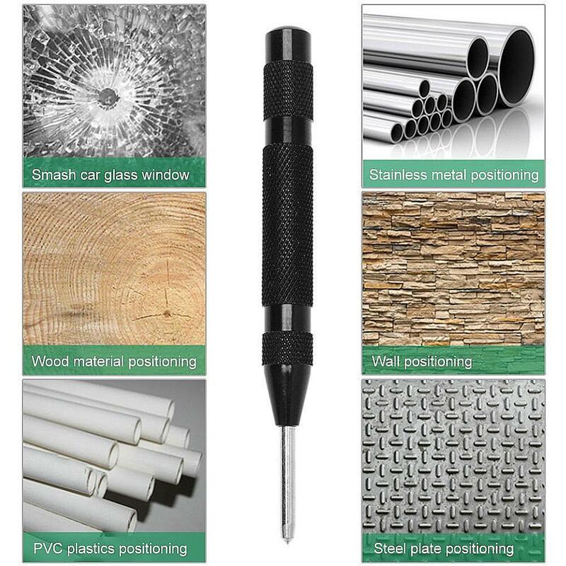 Automatic Center Punch Steel Spring Loaded Marking Starting Holes Hand Tool Kit HSS Positioner High Hardness Punch Chisel
