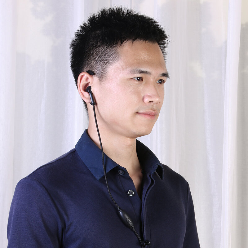2Pin PTT Earpiece Adjustable Volume Nylon Wire Ear Hook Headphone for Kenwood