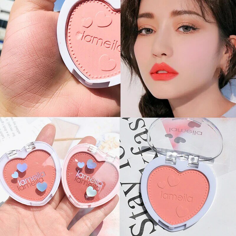 New 4Colors Rouge Blush Plate Girl Love Pink Gloss Waterproof Lasting Nude Makeup Repairing Monochrome Beginner1 Box Cheap