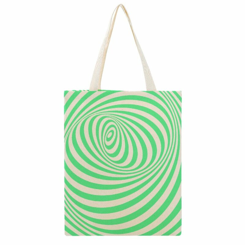 Large Capacity Thick Canvas Shopping Shoulder Bag Women Ladies Casual 3D Eddy Print Striped Vintage Durable Eco Shopper Tote Bag