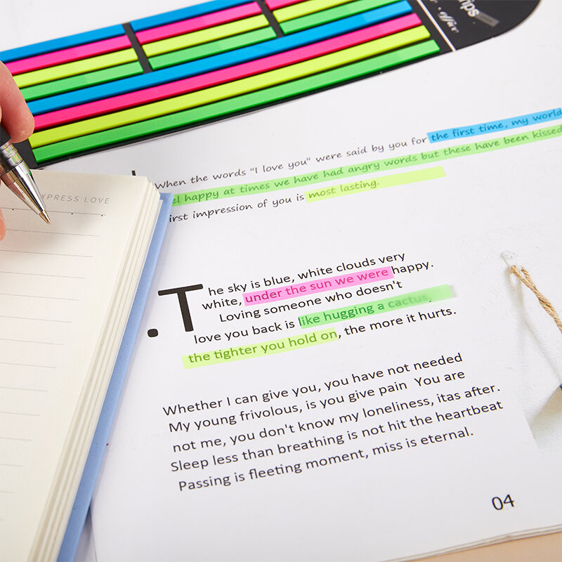 Stiker warna neon indeks bendera catatan lengket alat tulis anak hadiah alat tulis membaca perlengkapan kantor sekolah
