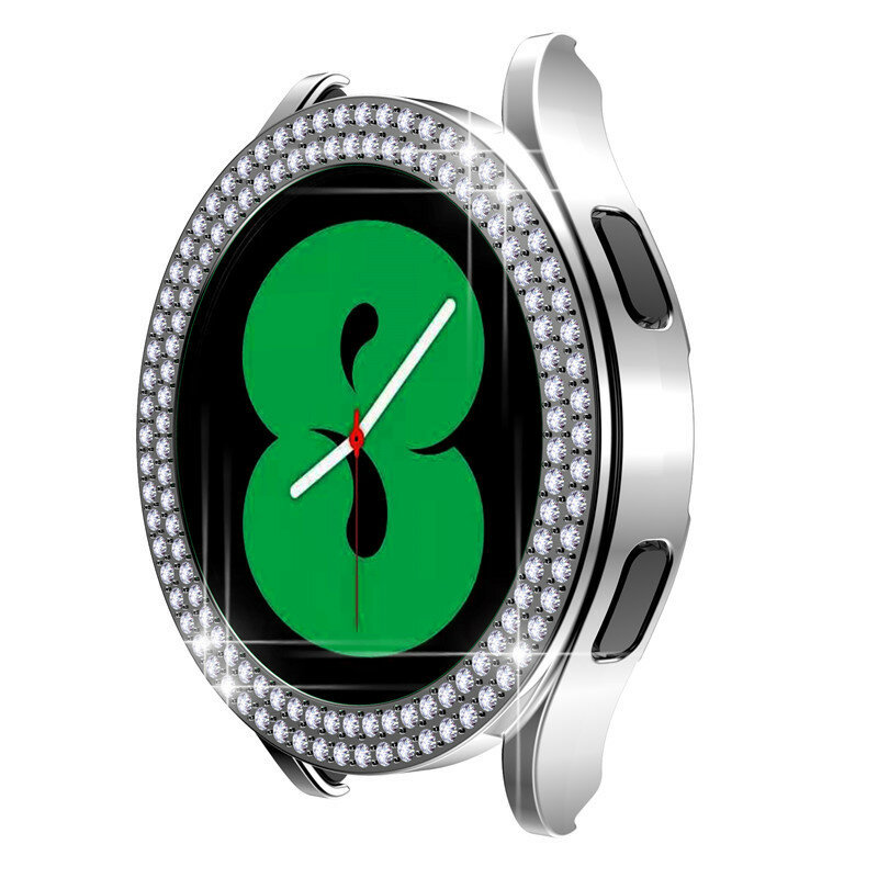 Funda de diamante de doble fila para Samsung Galaxy Watch 4, 40mm, 44mm, Protector de pantalla de parachoques para Samsung Galaxy Watch 4, 40mm, 44mm