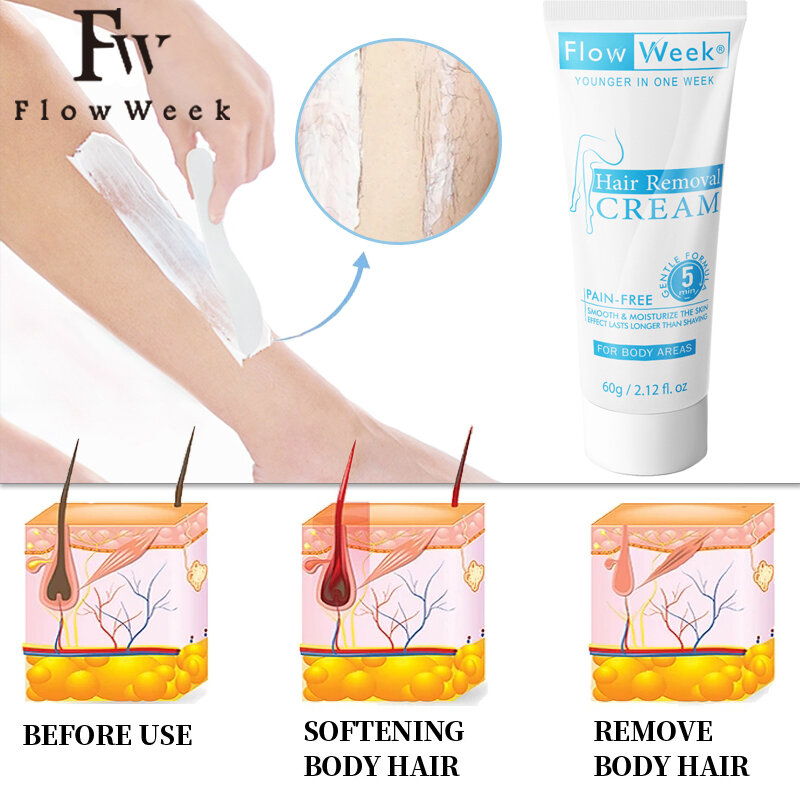 Flow Week быстрое безболезненное удаление волос, кремы для мужчин и женщин, эффективное подмышечные впадины ноги, мощное удаление волос