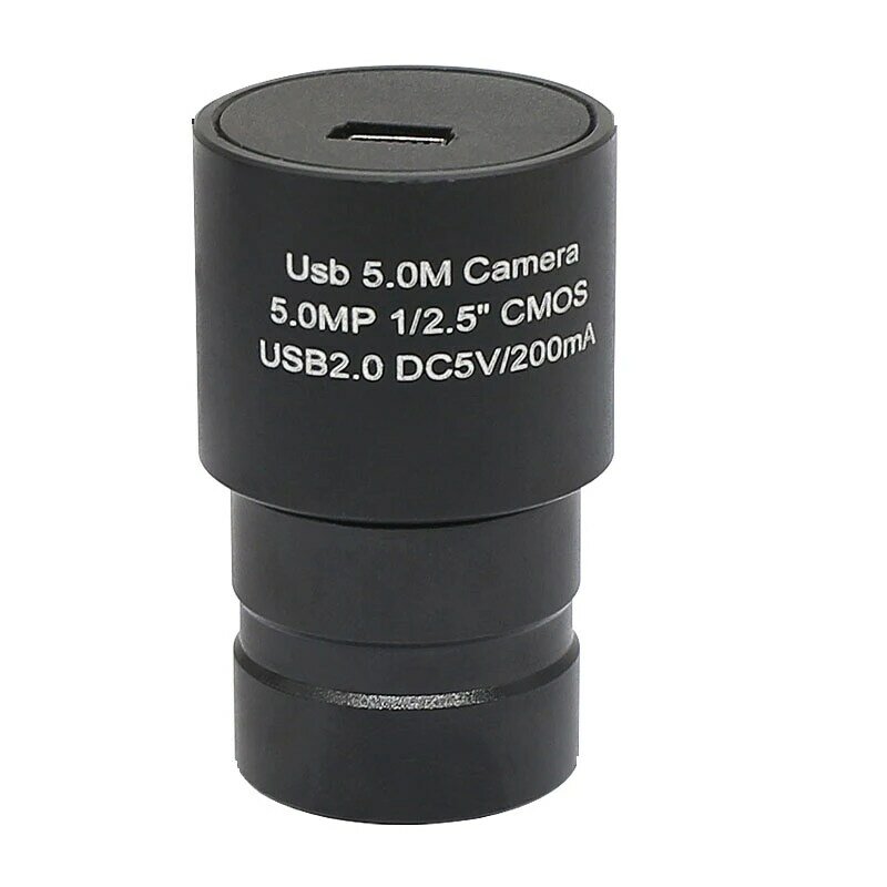 USB Camera for Microscope 5MP HD CMOS Digital Eyepiece with 30mm and 30.5 mm Ring Adapter Image Capture Recording