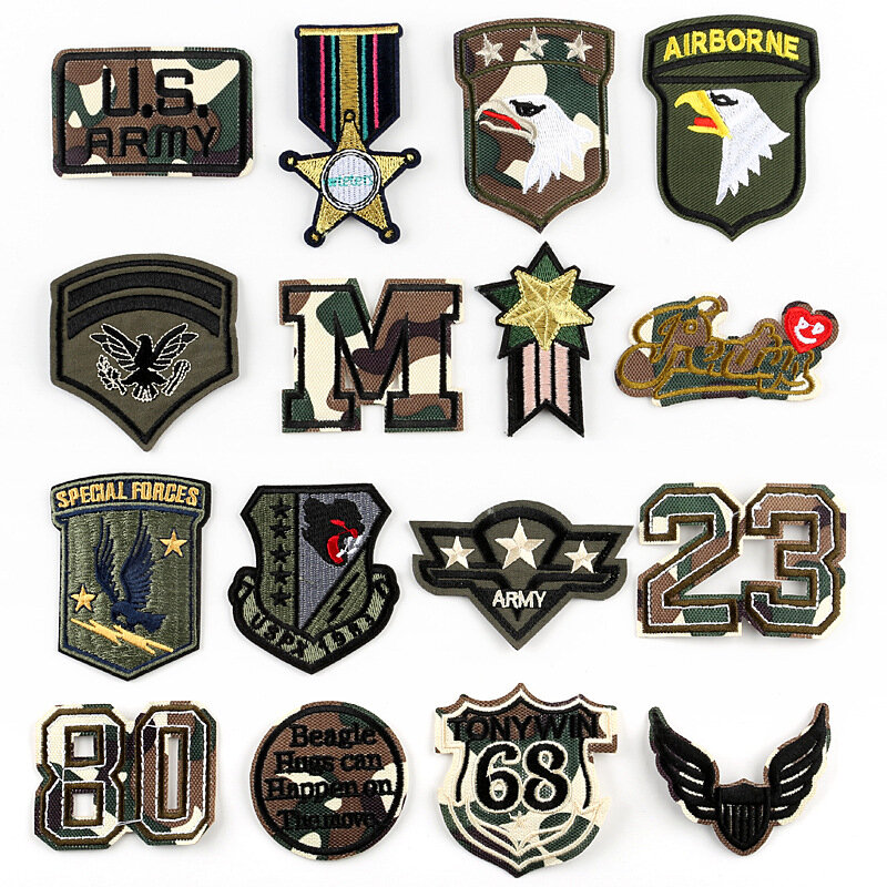 Army Military Patches Embroidery Iron on USA Patch for Clothing Backpack Tactical Patches Army DIY Badges Clothes Decor stripes