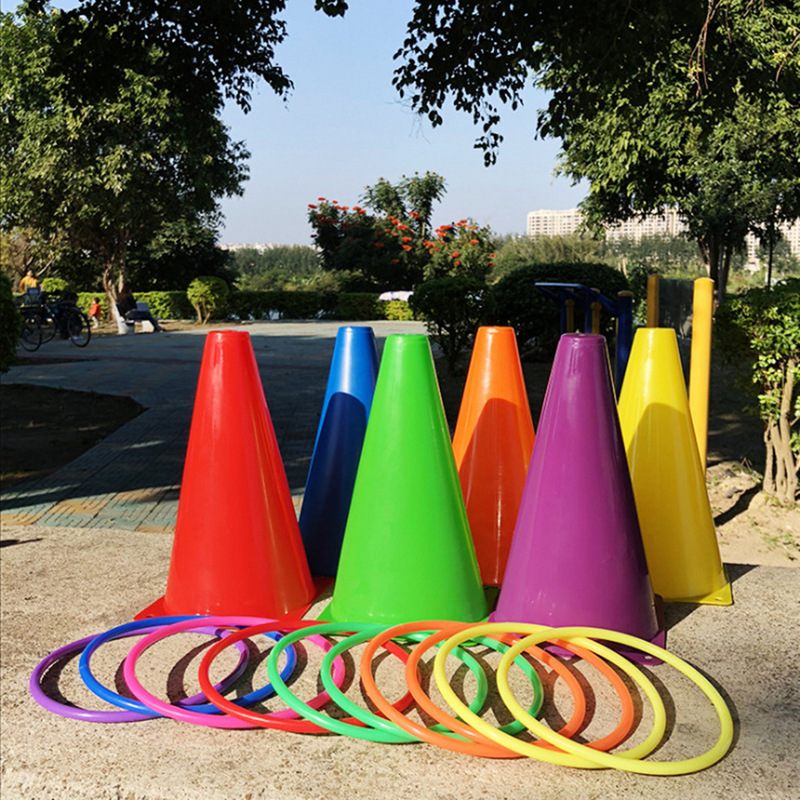 1 Set Children Ring Toss Game Funny Educational Family Parent-child Ring Tossing (6pcs Throwing Buckets + 10pcs Rings)