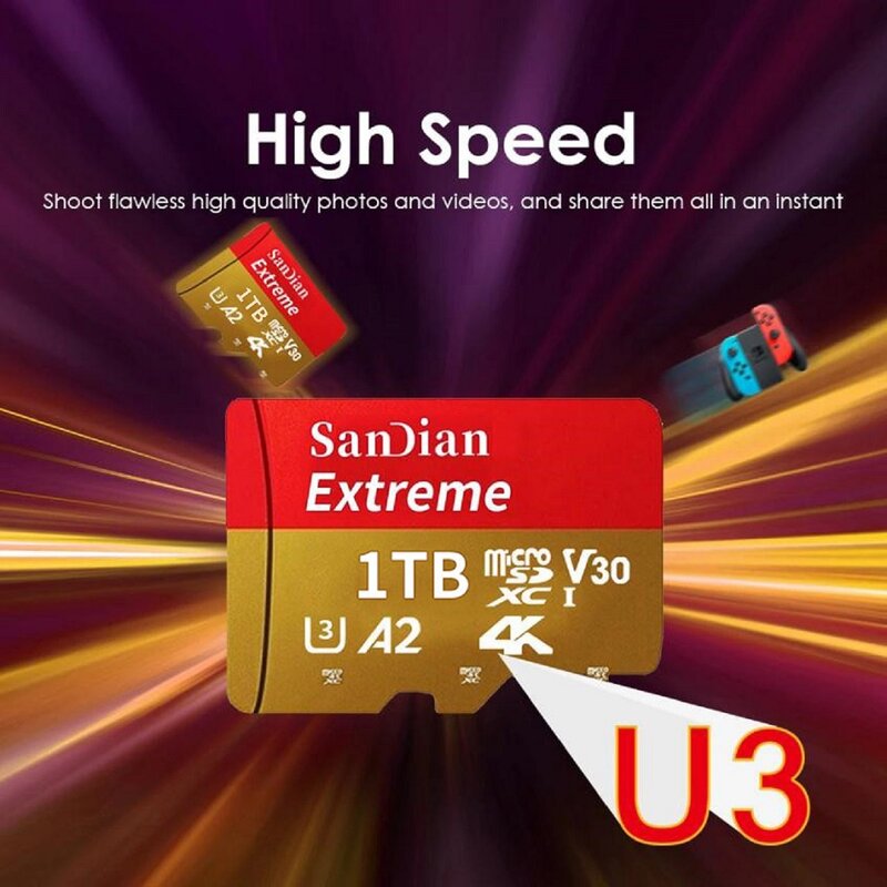 Memori Kartu SD 256GB 128GB Kecepatan Tinggi Mikro Sd TF/SDCard Flash Class 10 512GB Mini Sd Card 1TB untuk Kamera Ponsel