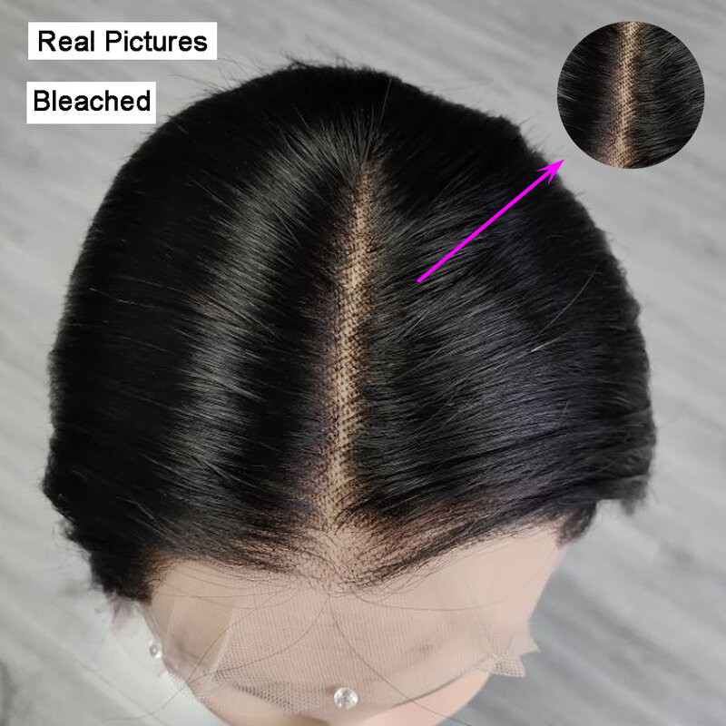 شعر مستعار طبيعي أسود 13x6 من الجمشت ناعم ومستقيم للنساء ، شعر بشري ريمي 100% ، عقدة مبيض مسبقًا