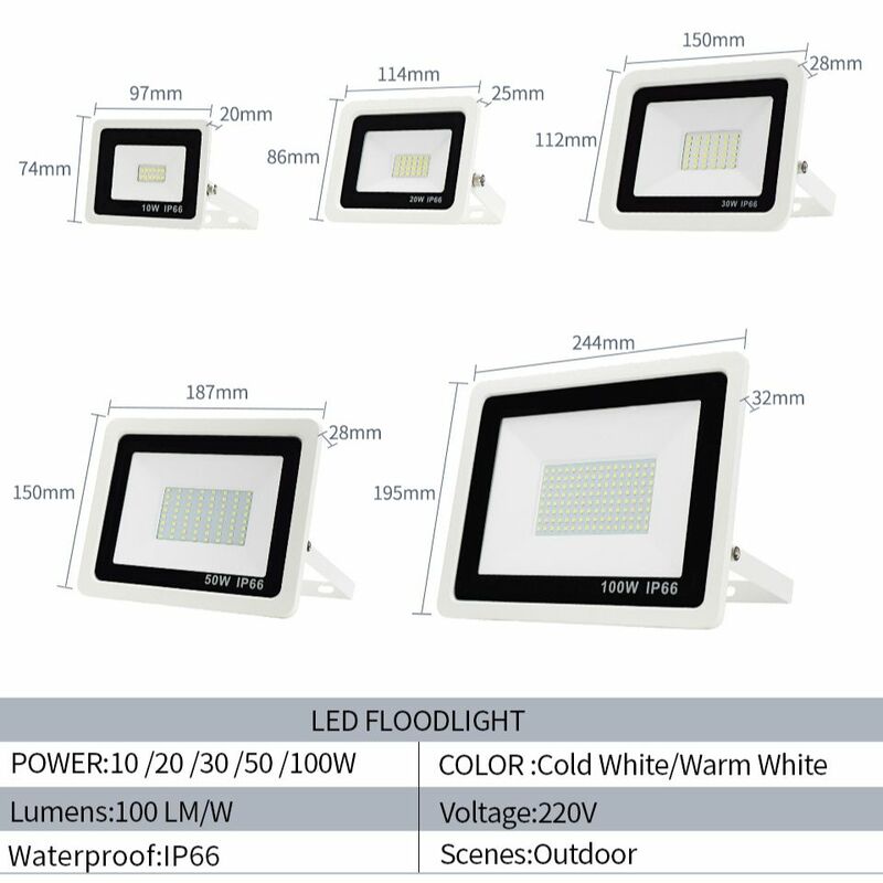 Led Schijnwerper Pir Motion Sensor 220V 10W 20W 30W 50W 100W Koud Warm Wit reflector Waterdicht IP66 Outdoor Inductie Verlichting