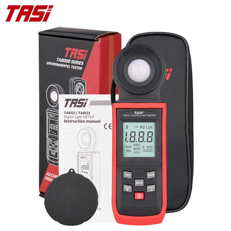 Измеритель освещенности TASI TA8121/TA8123, Цифровой Люксметр для фотосъемки, встроенный светильник, фотометр Lux/Fc, экологический тестер