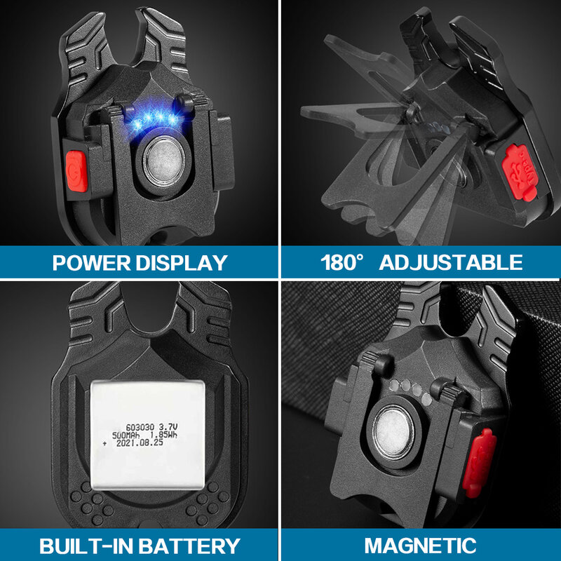 ミニLEDワークライト,ポケットサイズ,充電式懐中電灯,USB,屋外,緊急用ツール