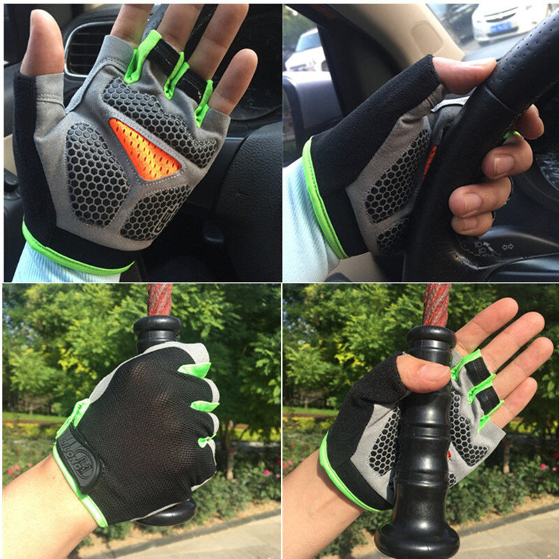 Guanti da ciclismo mezzo dito traspirante antiscivolo elastico palestra all'aperto sport Yoga esercizio guanti da pesca guanti da bici MTB