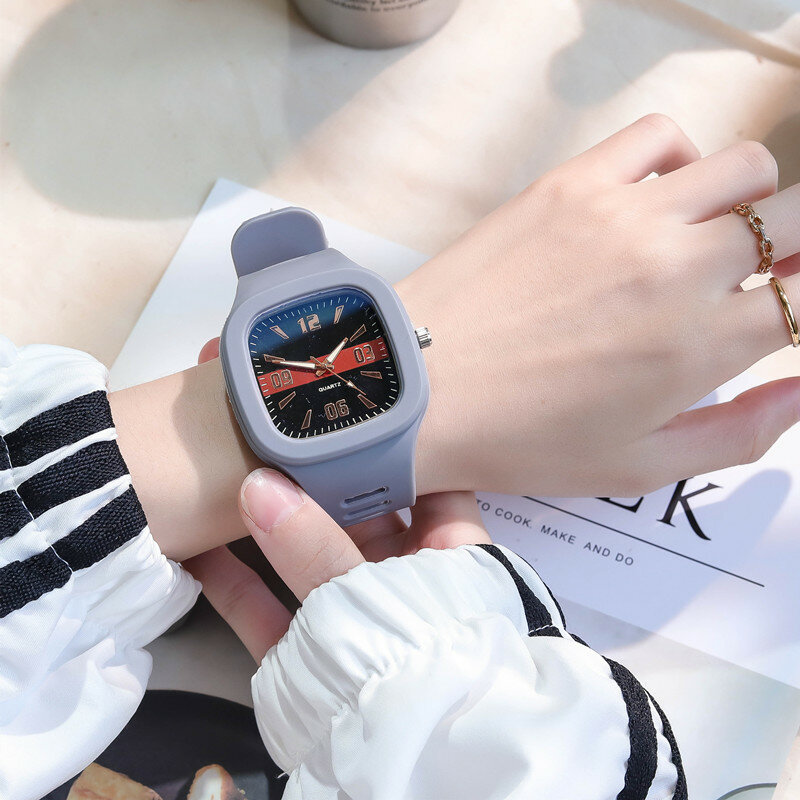 Ulzzang-Relojes de pulsera de cuarzo cuadrados para mujer, cronógrafo deportivo Simple, a la moda, envío directo, 2022
