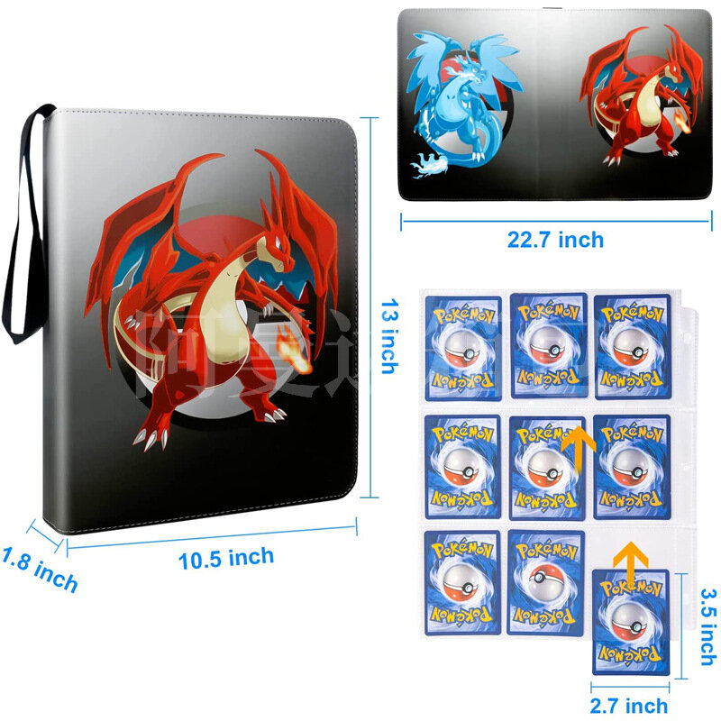 High Capacity Pokemon Storage Bag 4 Grids Card Holder Album Children Toys Game Card Collection Book Pikachu Cartoons Cover Gifts