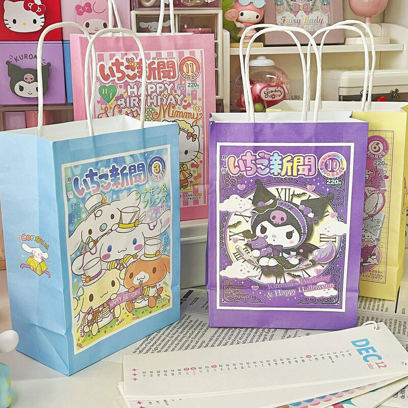 Cartoon Cute Paper Bag Kawaii Poster Doodle Holiday Gift Packaging Bag Large Capacity Shopping Bag Takeaway Bag Storage Bag