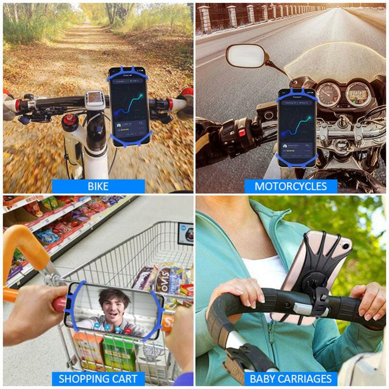 Braket dudukan ponsel silikon sepeda, braket 360 Putar untuk mobil dan sepeda motor, aksesori ponsel Iphone Xiaomi