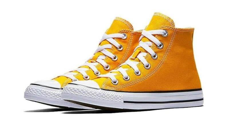Converse – Chuck Taylor All Star Hi Original pour hommes et femmes, baskets unisexes classiques de skateboard, chaussures de loisirs jaunes en toile