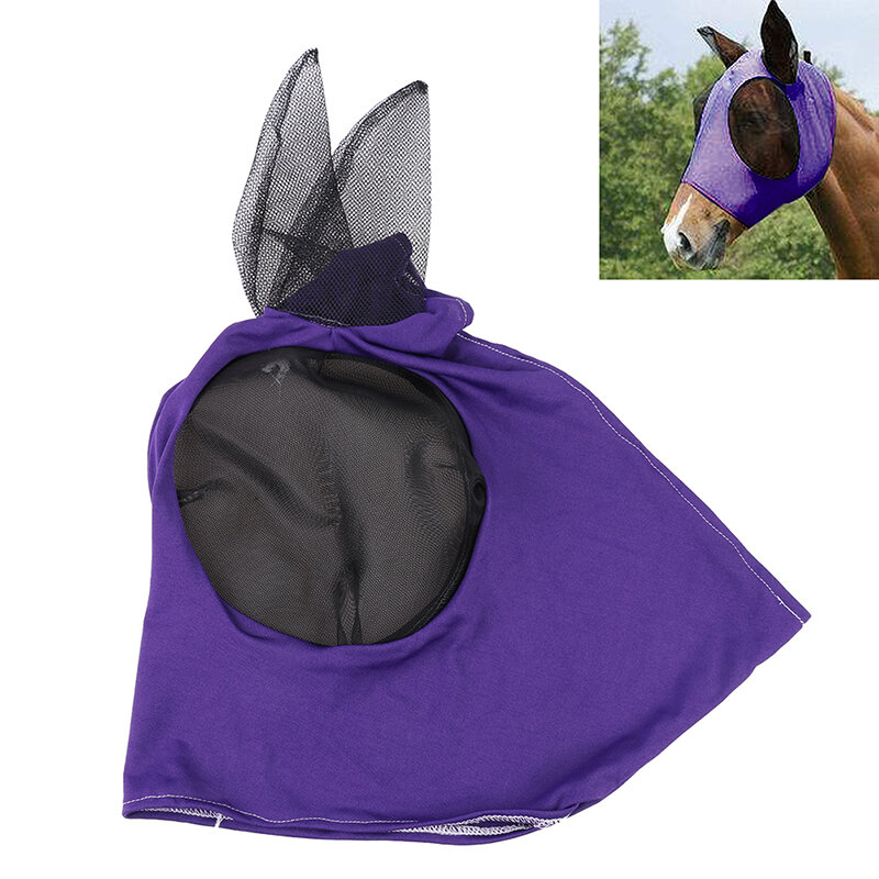Horse Masks Anti-Flyworms Anti Mosquito Breathable Stretchy Knitted Mesh Riding Equestrian Equipment